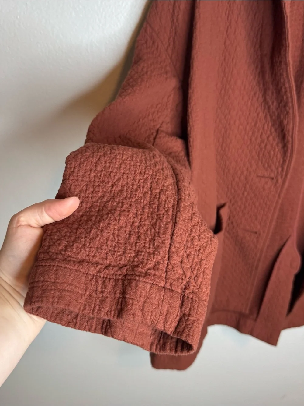 Madewell Diamond Jacquard Shaw Blazer in Stained Mahogany 100% Cotton
